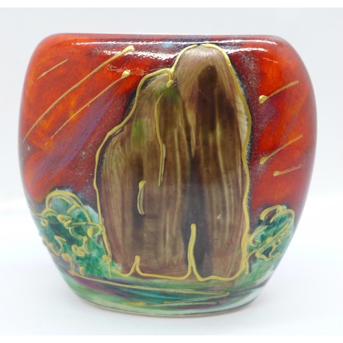 628 - Anita Harris Art Pottery - Purse Vase, makers mark on the base, 7cm