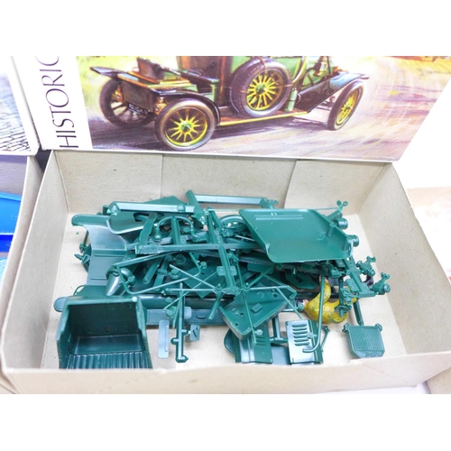 646 - Three Airfix kits comprising Rolls-Royce, Ford Model T and a Morris Cowley set