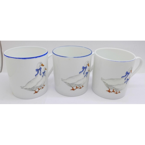 649 - Seven Limoges coffee cups, decorated with ducks