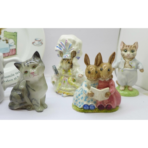 651 - Beswick and Royal Doulton Beatrix Potter figures and a child's Wedgwood Peter Rabbit set