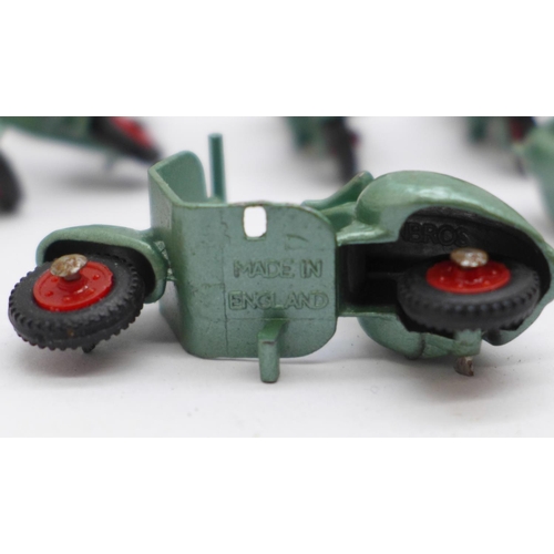 654 - Eight metallic green with red hubs Benbros Mighty Midgets 15 Vespa scooters