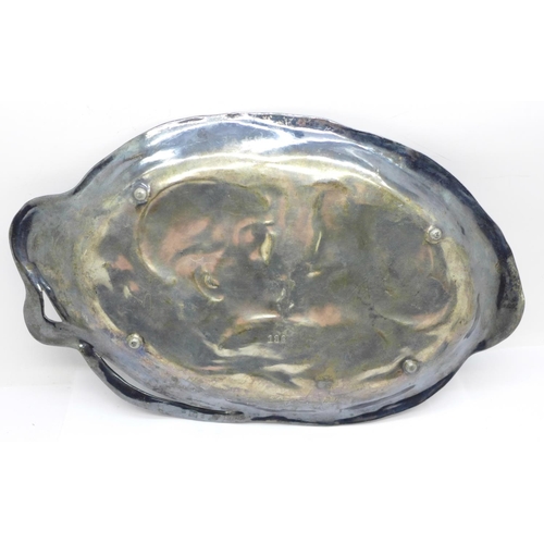 656 - A WMF Art Nouveau pewter dish, 28cm