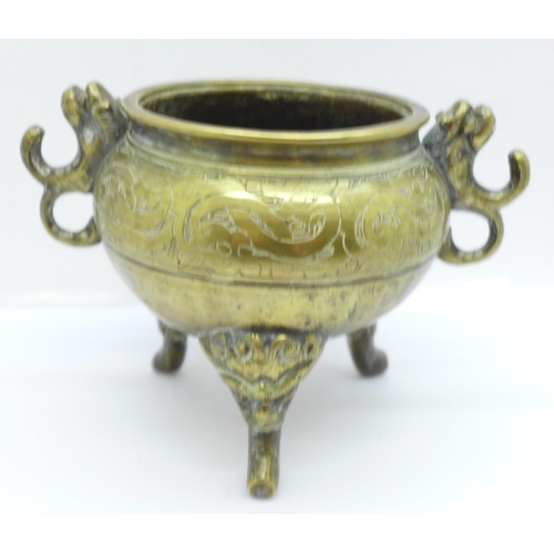 660 - A Chinese brass censer