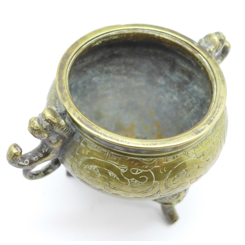 660 - A Chinese brass censer