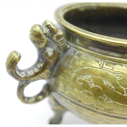 660 - A Chinese brass censer