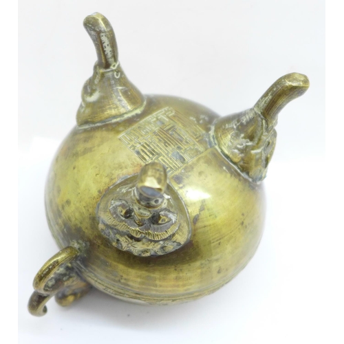 660 - A Chinese brass censer