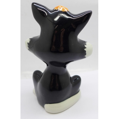 672 - Lorna Bailey, 'Inky the Cat', signed on the base, 13cm