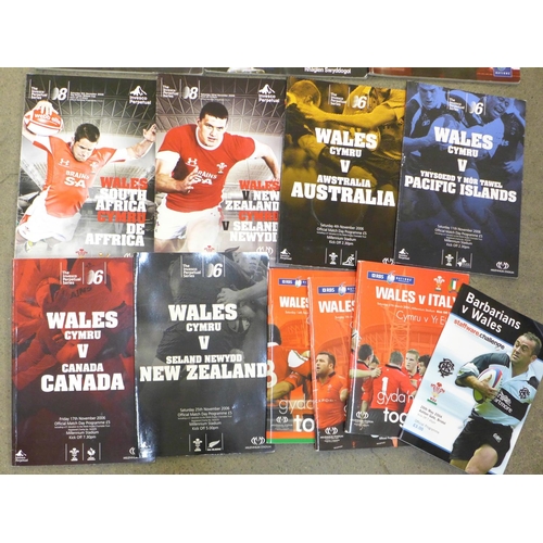 681 - Wales Home Rugby Programmes 2004 to 2008 (16): Inc. Barbarians v Wales at Bristol's Ashton Gate 2004... 