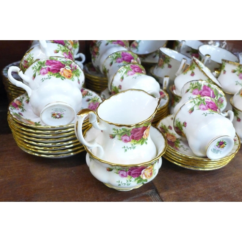 689 - Royal Albert Old Country Roses fourteen tea cups and saucers, twelve coffee cups and saucers, cream ... 