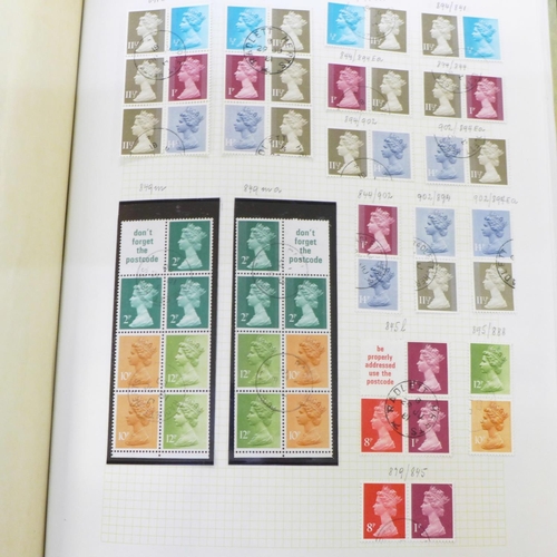 692 - Stamps; album of GB machins with numerous booklet panes and pairs, a specialist fine used assembly