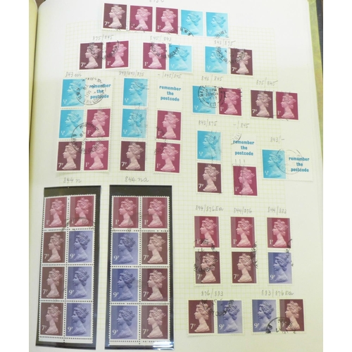 692 - Stamps; album of GB machins with numerous booklet panes and pairs, a specialist fine used assembly