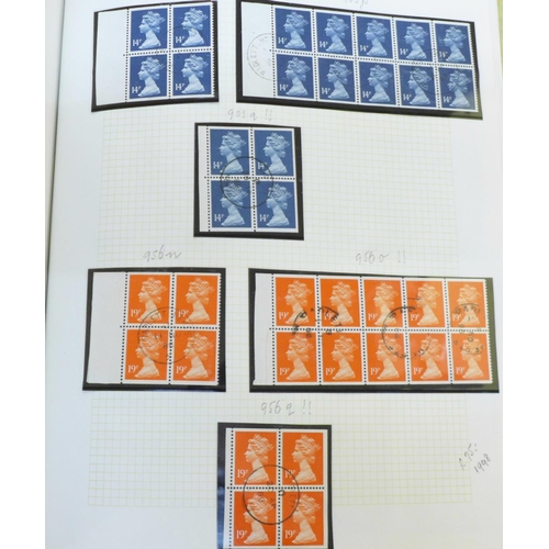 692 - Stamps; album of GB machins with numerous booklet panes and pairs, a specialist fine used assembly