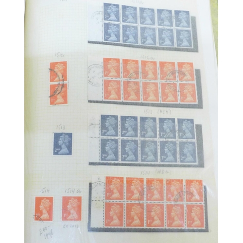 692 - Stamps; album of GB machins with numerous booklet panes and pairs, a specialist fine used assembly