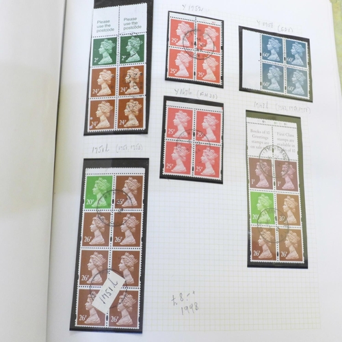 692 - Stamps; album of GB machins with numerous booklet panes and pairs, a specialist fine used assembly