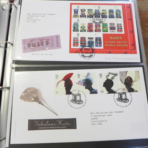 708 - Stamps; GB first day covers 1999 to 2005 in Royal Mail album, 84 no., clean typed covers with bureau... 