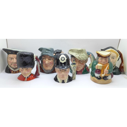 711 - Eight medium Royal Doulton character mugs and a Toby jug