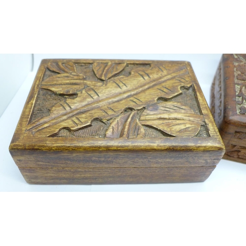 726 - Two carved wooden boxes