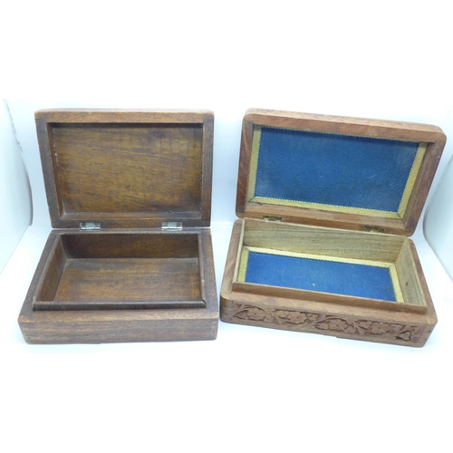 726 - Two carved wooden boxes