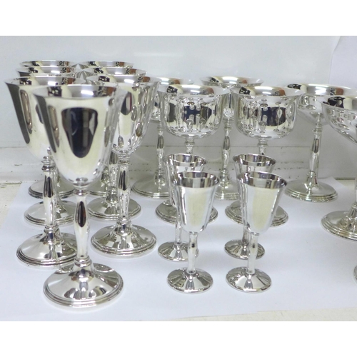 760 - A collection of chrome goblets