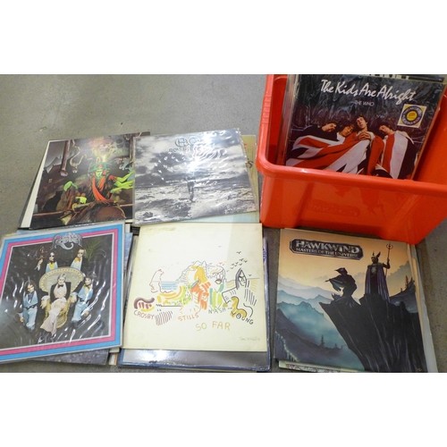 761 - A collection of LP records including Eric Clapton, George Harrison, Status Quo, Deep Purple, The Who... 