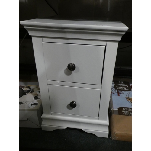 3014 - White painted two drawer bedside chest * this lot is subject to VAT