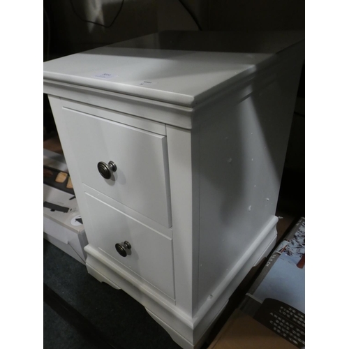 3014 - White painted two drawer bedside chest * this lot is subject to VAT