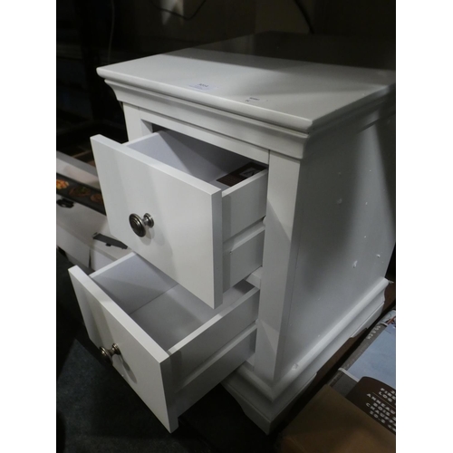 3014 - White painted two drawer bedside chest * this lot is subject to VAT