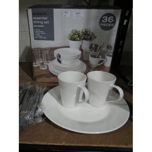 3016 - Sabichi Essentials dinner set (36 piece) * this lot is subject to VAT