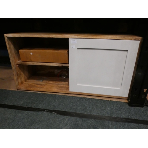 3026 - A solid wood one door TV unit * this lot is subject to VAT