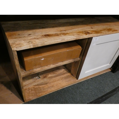 3026 - A solid wood one door TV unit * this lot is subject to VAT