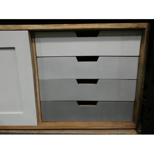 3026 - A solid wood one door TV unit * this lot is subject to VAT