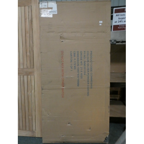 3035 - A silver powder coated Sykes single bed frame * this lot is subject to VAT