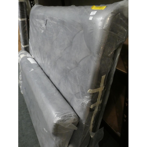 3040 - A slate grey fabric upholstered kingsize bed frame * this lot is subject to VAT