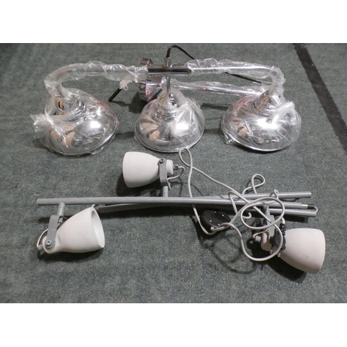 3054 - A chrome 3-light ceiling light and a concrete effect 3-light ceiling light  * this lot is subject to... 