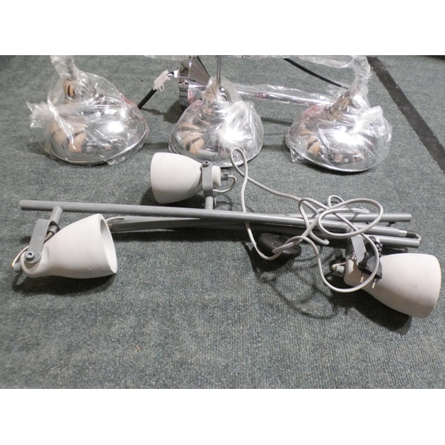 3054 - A chrome 3-light ceiling light and a concrete effect 3-light ceiling light  * this lot is subject to... 