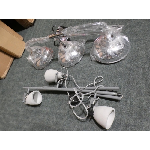 3054 - A chrome 3-light ceiling light and a concrete effect 3-light ceiling light  * this lot is subject to... 