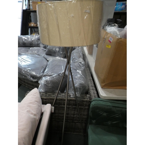 3072 - A brushed chrome 3-leg standard lamp * this lot is subject to VAT