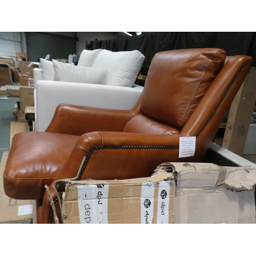 3077 - A Nubuck tan leather armchair * this lot is subject to VAT