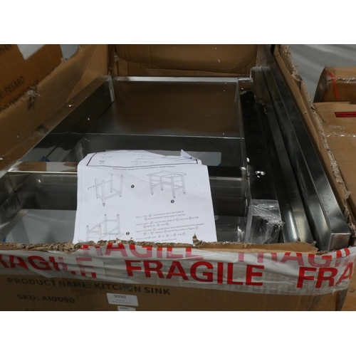 3090 - A stainless steel square tube foot basin * this lot is subject to VAT