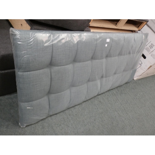 3148 - A kingsize teal upholstered headboard * this lot is subject to VAT