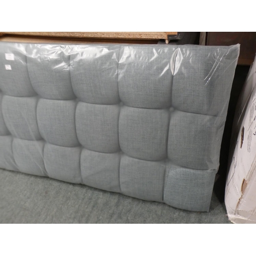 3148 - A kingsize teal upholstered headboard * this lot is subject to VAT