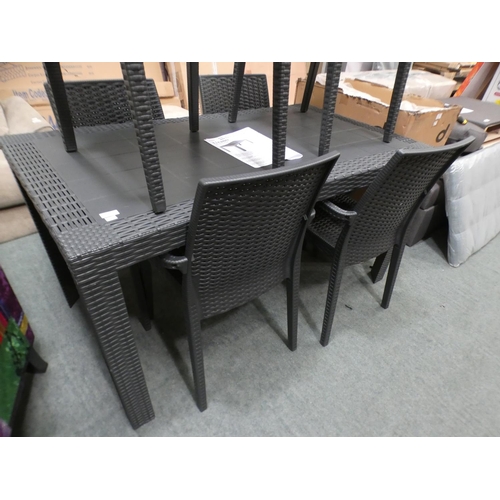 3151 - An all weather rattan table and six chairs * this lot is subject to VAT