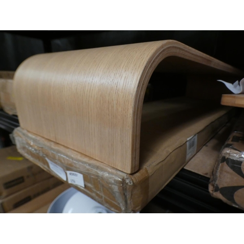 3174 - Two mixed oak effect wall shelves * this lot is subject to VAT