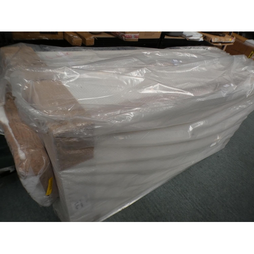 3193 - A biscuit fabric upholstered single drawer divan * this lot is subject to VAT