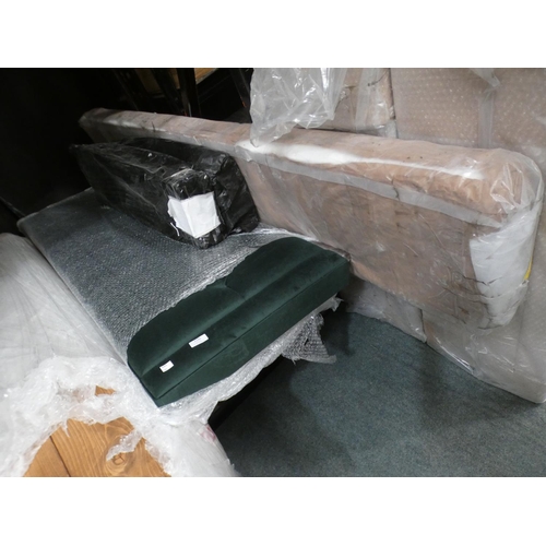 3196 - A green velvet kingsize bed frame * this lot is subject to VAT