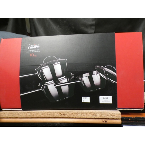 3211 - A Tenzo 3-piece stainless steel pan set * this lot is subject to VAT