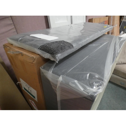 3227 - A charcoal fabric double divan bed with headboard * this lot is subject to VAT