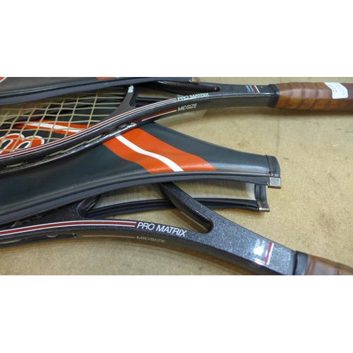 2101 - 3 Wilson tennis racquets inc. one graphite and Kuebler tennis racquet