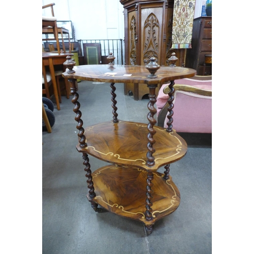 36 - A Victorian Holland & Sons inlaid walnut three tier etagere