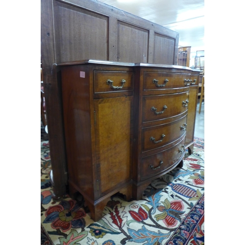 37 - A small George III style walnut breakfront sideboard